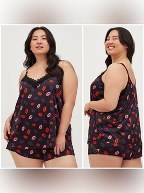 Torrid Dream Satin Lace Trim V-Neck Sleeveless Sleep Cami Top Only Size 3X GUC